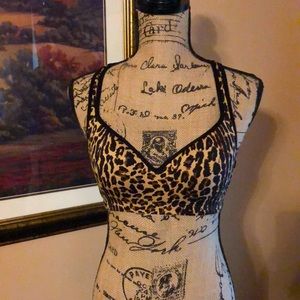 Material Girl leopard sports bra, size M.